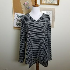 Pleione Honeycomb Split Neck Blouse Sz L